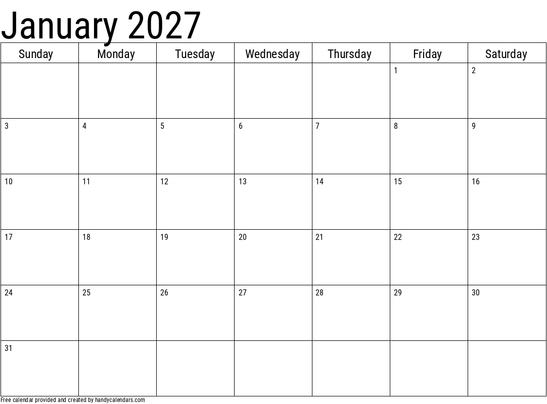 Everything You Need to Know About the Calendar for January 2027