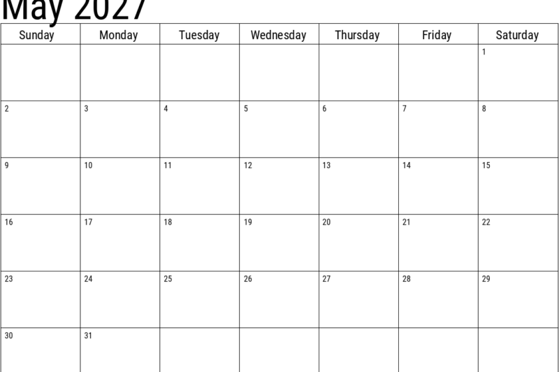 May 2027 Calendar Free Printable: Your Ultimate Planning Companion