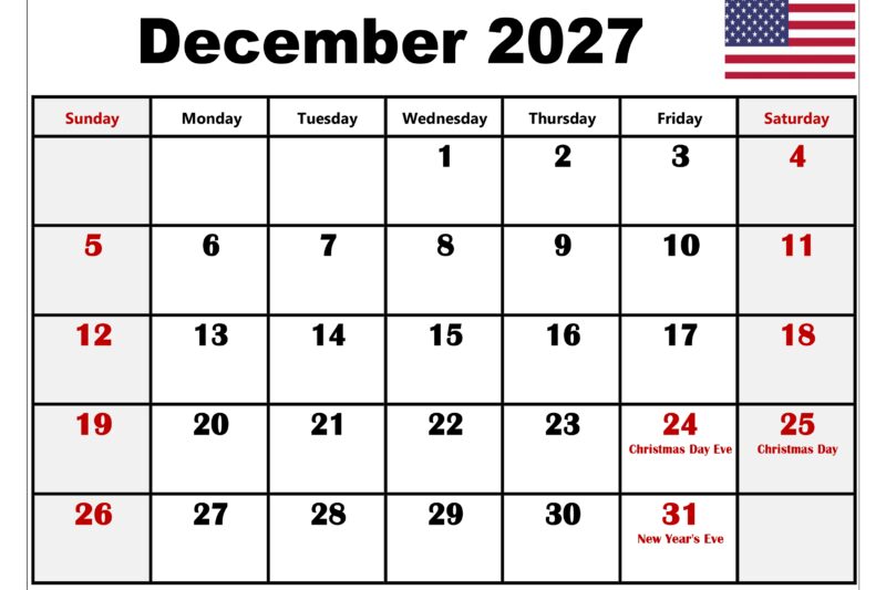 December 2027 Calendar With Holidays Printable: Your Ultimate Planning Companion
