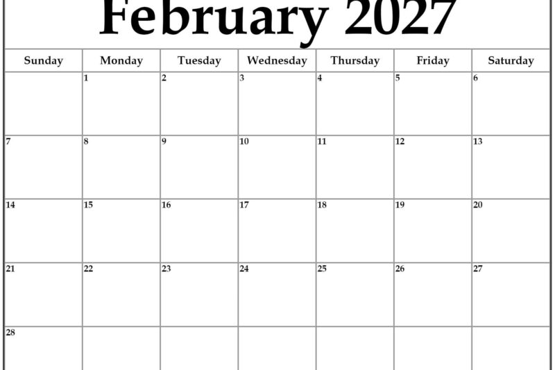 Free Printable Calendars for February 2027: Your Ultimate Guide