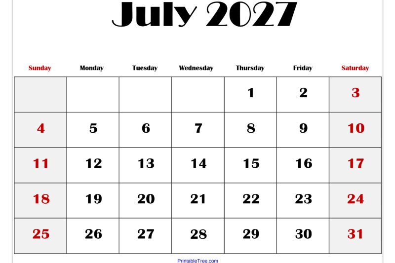 July 2027 Calendar Page: Your Ultimate Planning Companion
