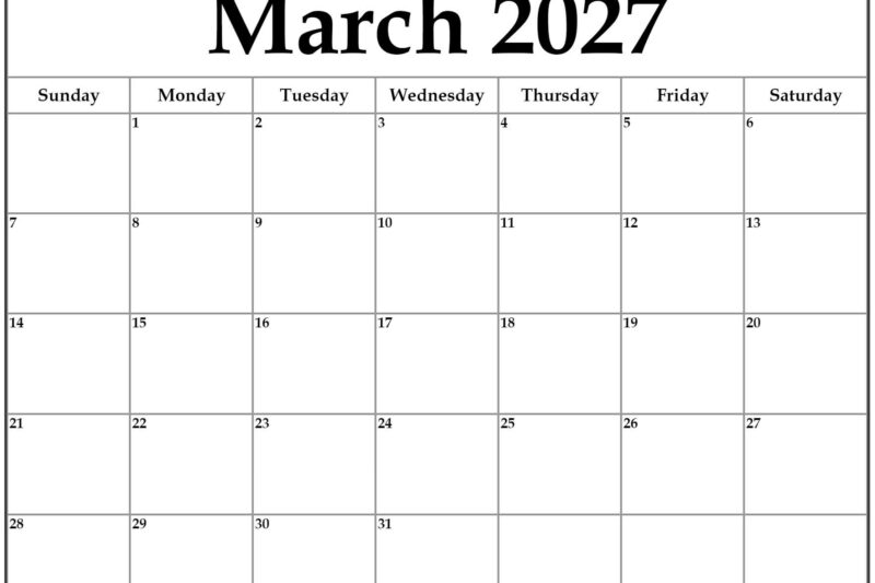 March 2027 Free Printable Calendar: Your Ultimate Planning Companion