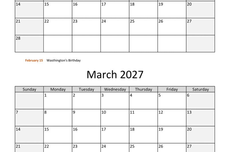 Mastering Your Schedule with the February and March 2027 Calendar
