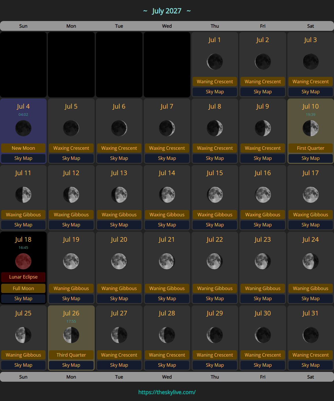 Moon Phase Calendar July 2027: Your Complete Guide to Lunar Events